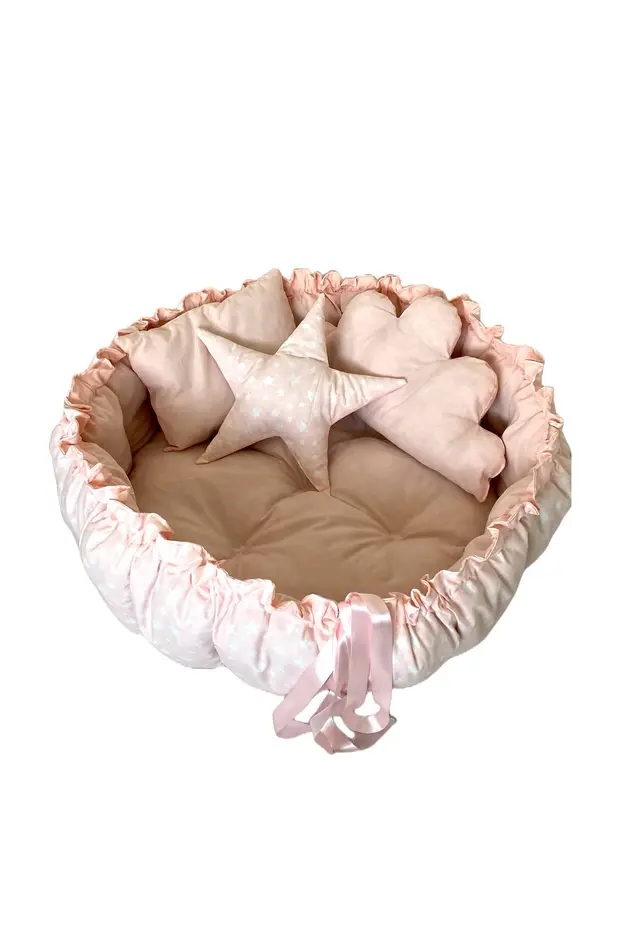 STQUEEN Büyük Boy Organik Kumaş Pembe Pink Açılır Kapanır Uyku ve Oyun Minderi 150X150